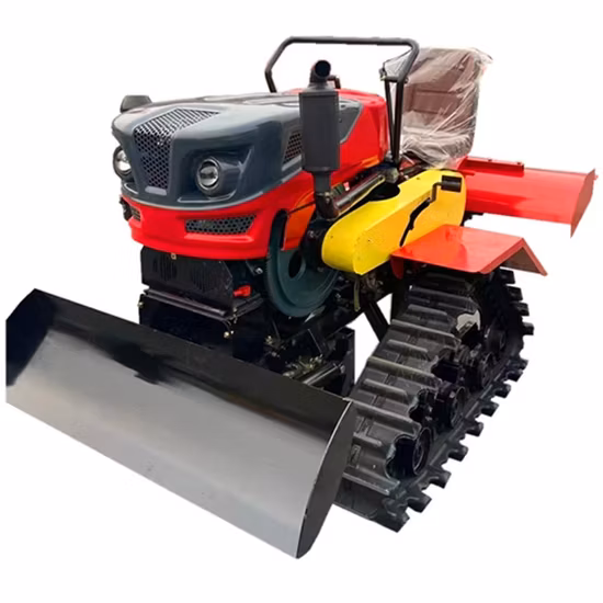 ブルドーザー、ローダー、バケット、レーキ、および耕運機、掘削機、ローダー、掘削機、噴霧器などのその他のタスクを備えた 50HP 多機能クローラー トラクター。